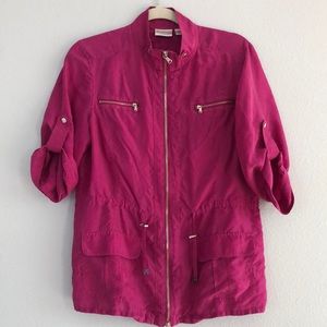 Zenergy Chicos Silk Zipped Top or light jacket Chicos Size 1 (Size 8)